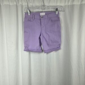 The Childrens Place Girls Cuff Hem Bermuda Shorts Purple Size 8